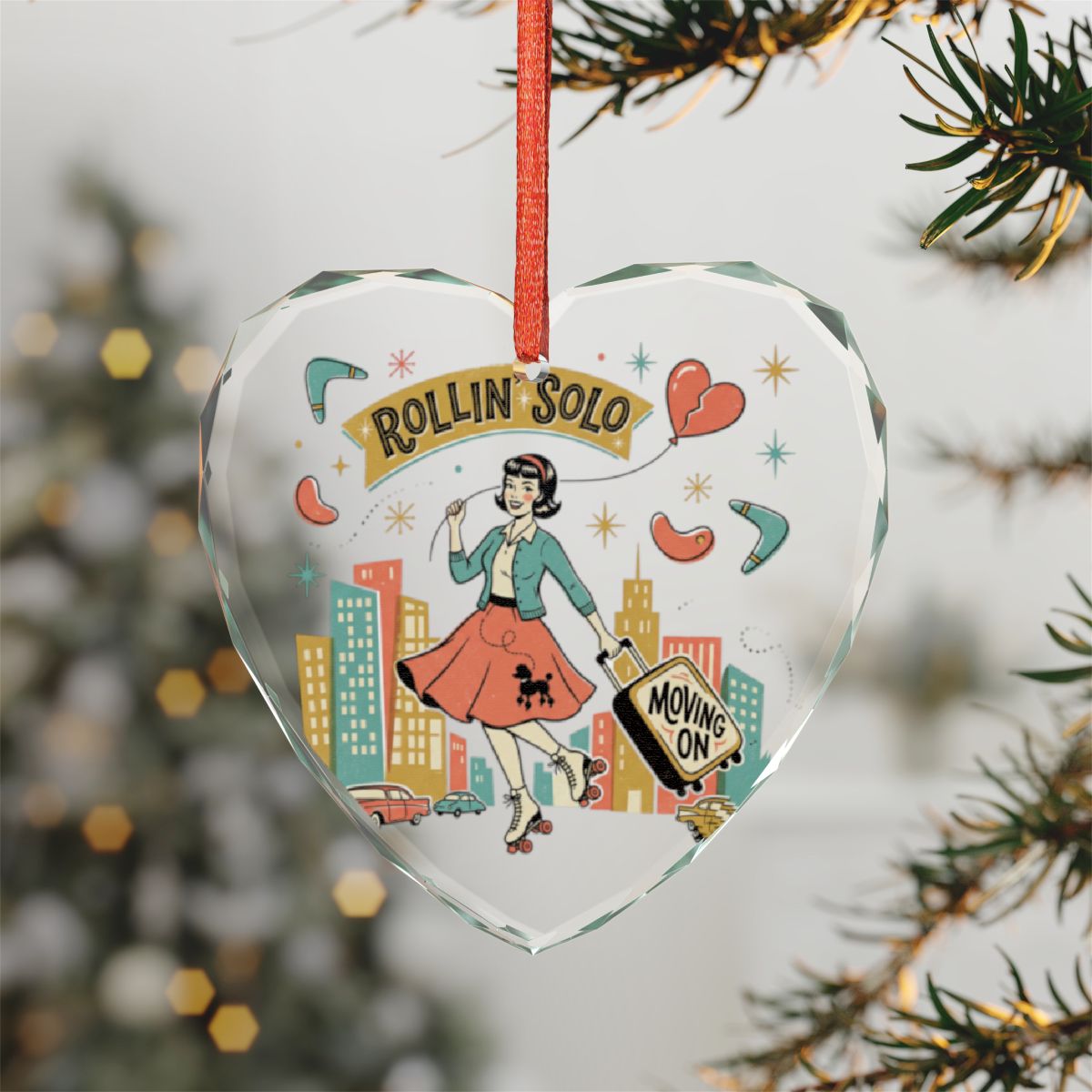 Retro Style Rollin' Solo Heart Shaped Ornament
