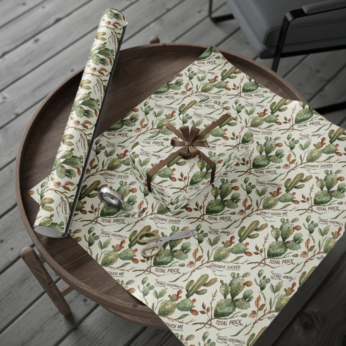 Total Prick Cactus Design Wrapping Paper Sheets