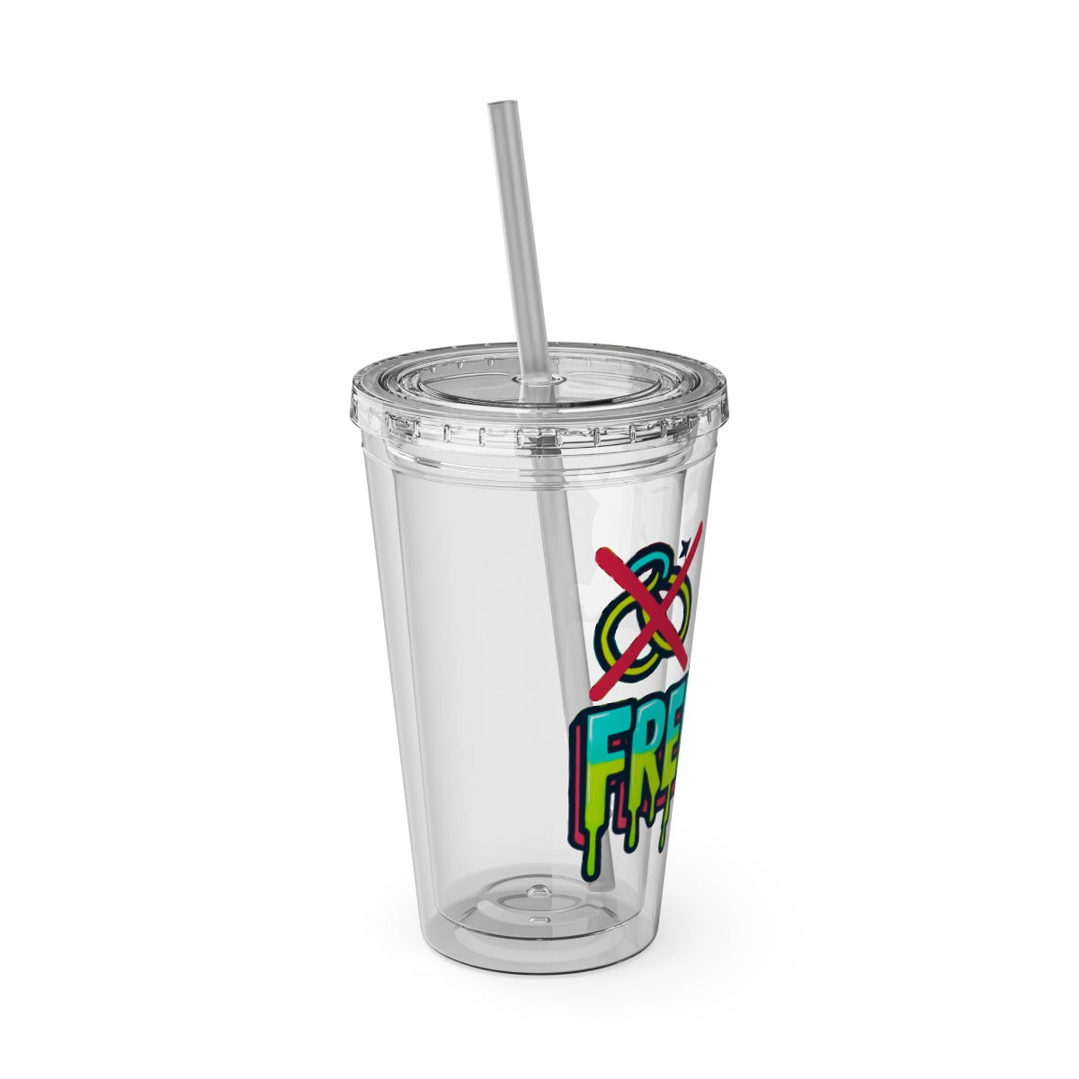 Be Free Graphic Plastic Tumbler with Straw