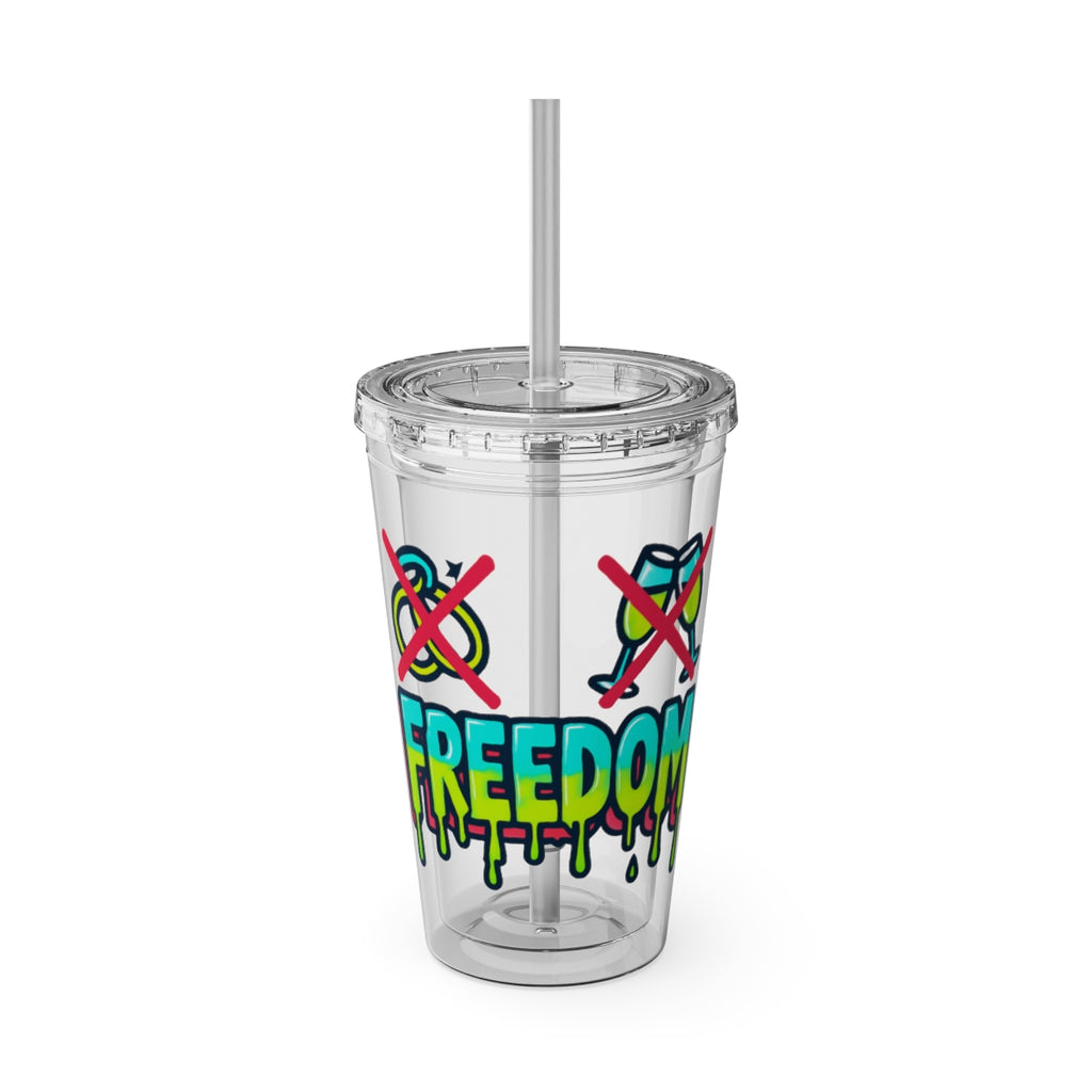 Freedom Graffiti Clear Beverage Tumbler Cup