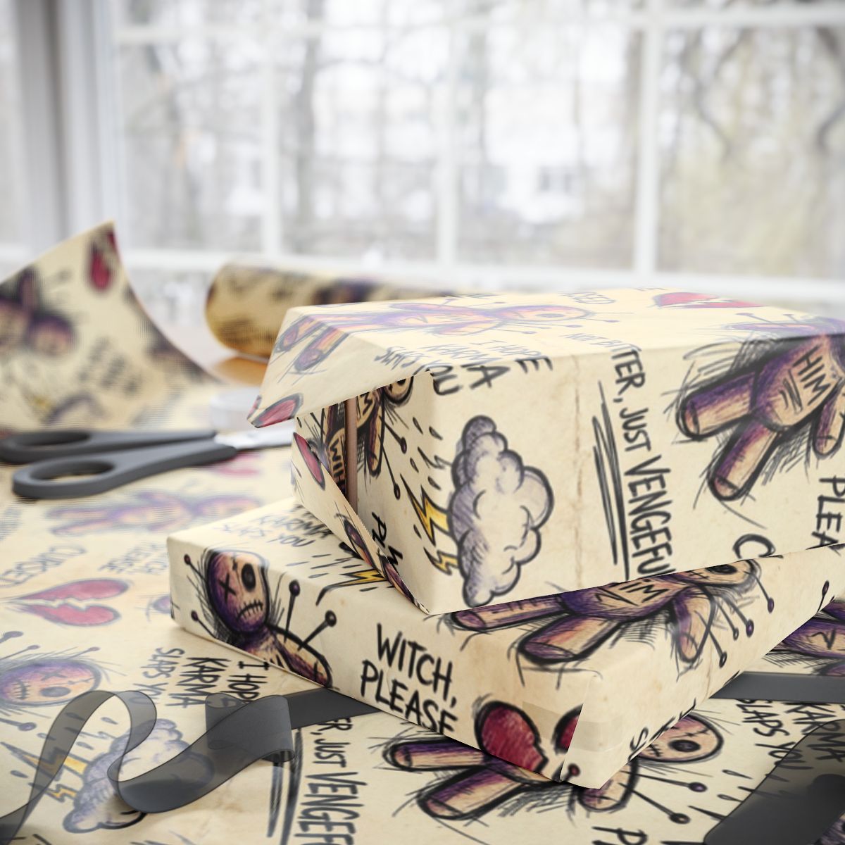 Cartoon Voodoo Themed Wrapping Paper You Will Love