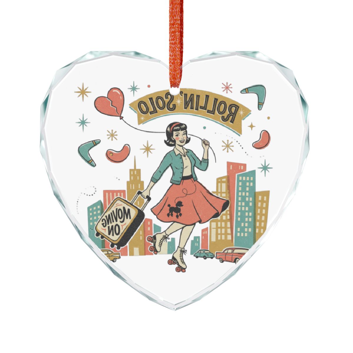 Retro Rolling Solo Heart Ornament for Unique Decor