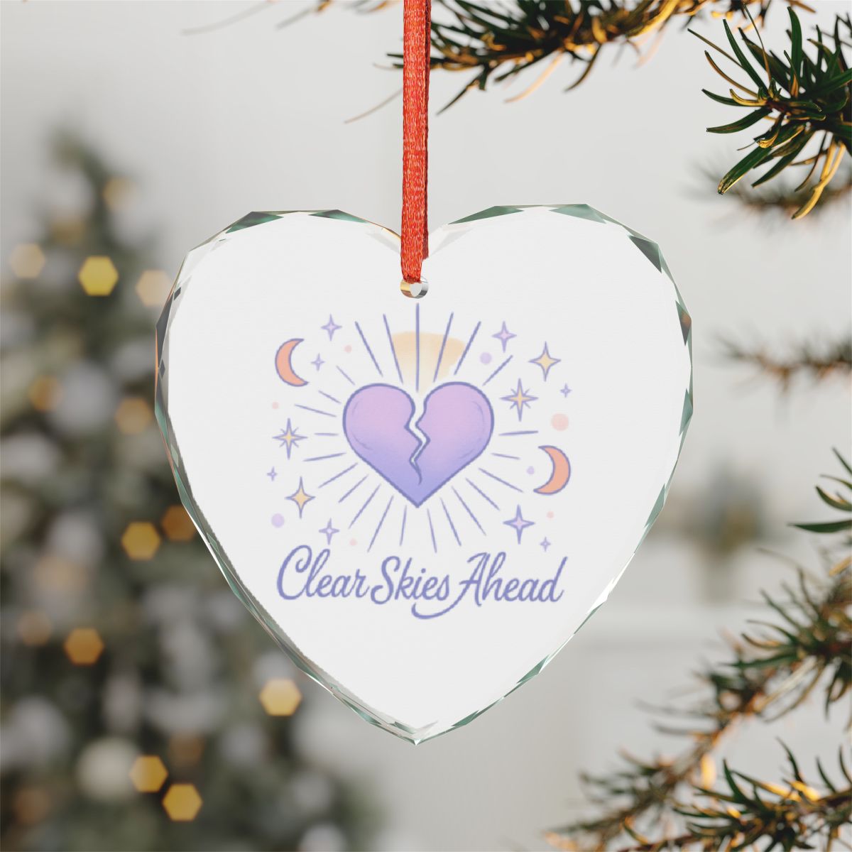 Clear Skies Ahead Heart Ornament with Celestial Design