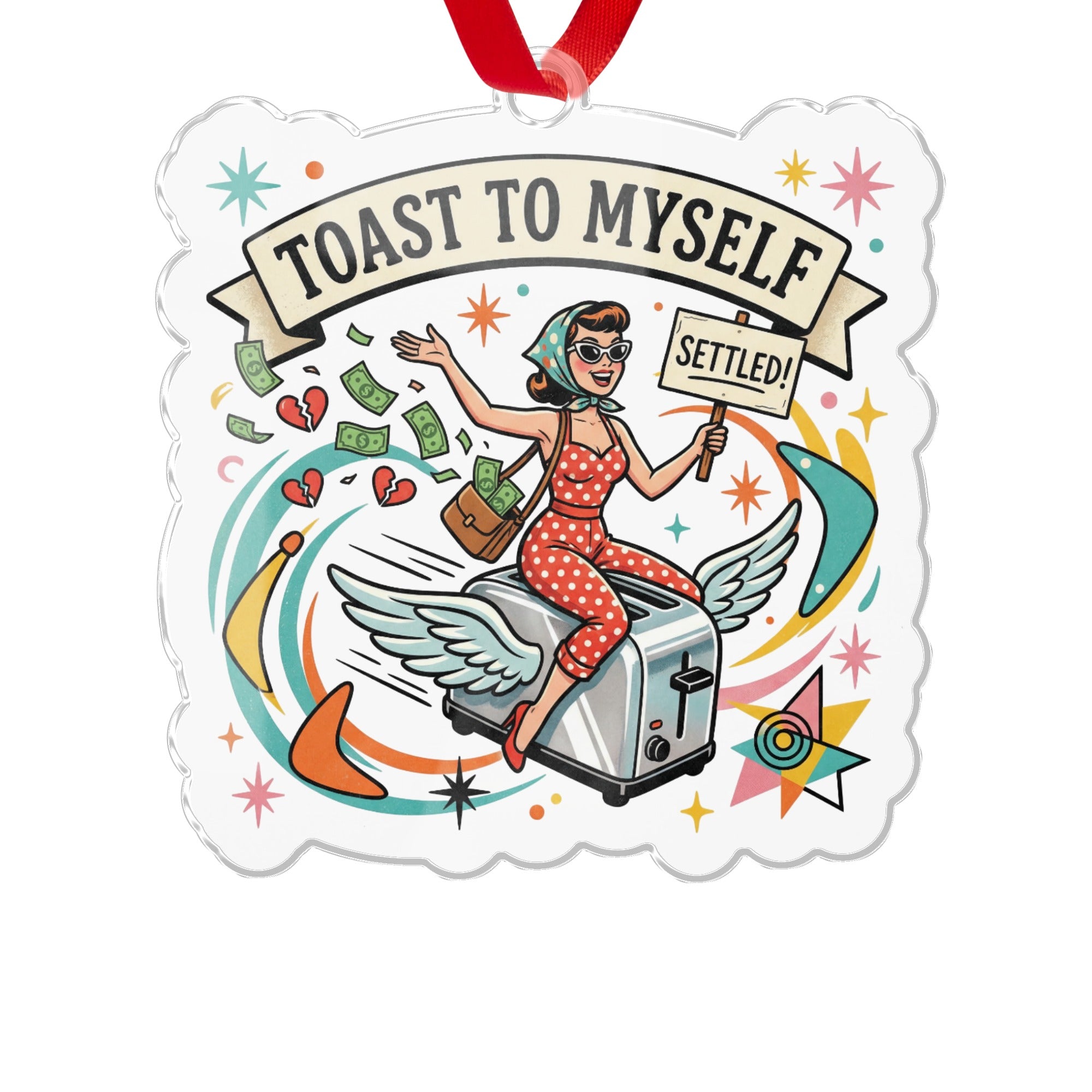 Retro Themed Toast To Myself Settled Ornament