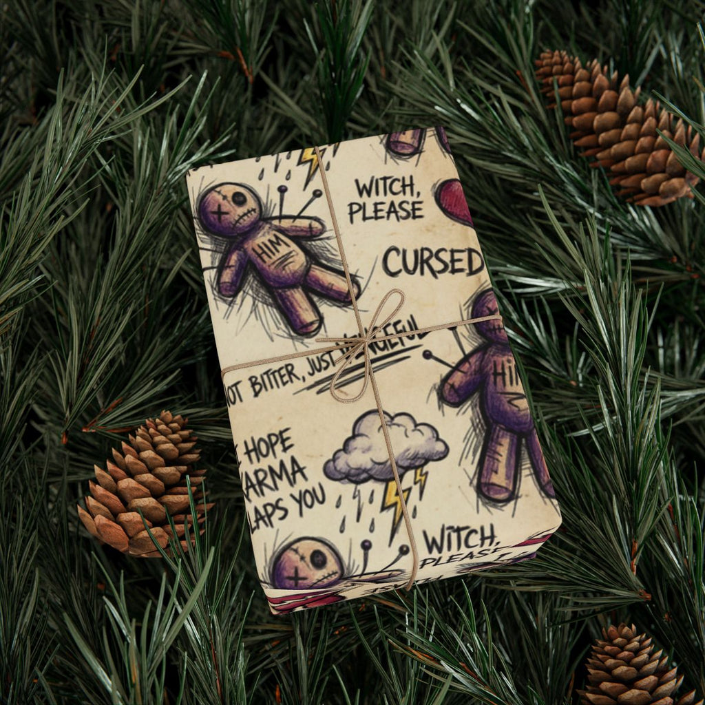 Vintage Witch Please Cursed Voodoo Doll Wrapping Paper