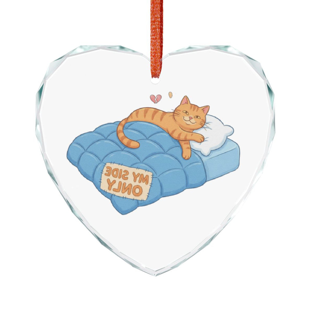 Cat Sleeping on Bed Heart Shaped Decorative Ornament