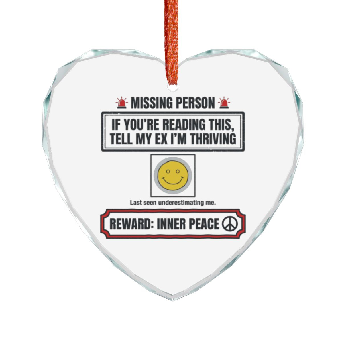 Missing Person Funny Ornament with Inner Peace Message