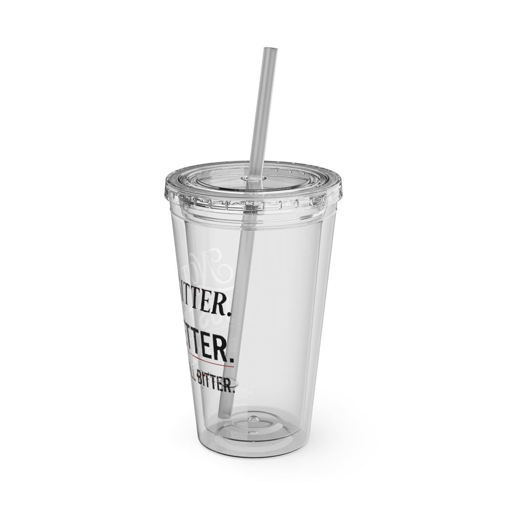 Transparent Tumbler with Straw and Inspirational Quote