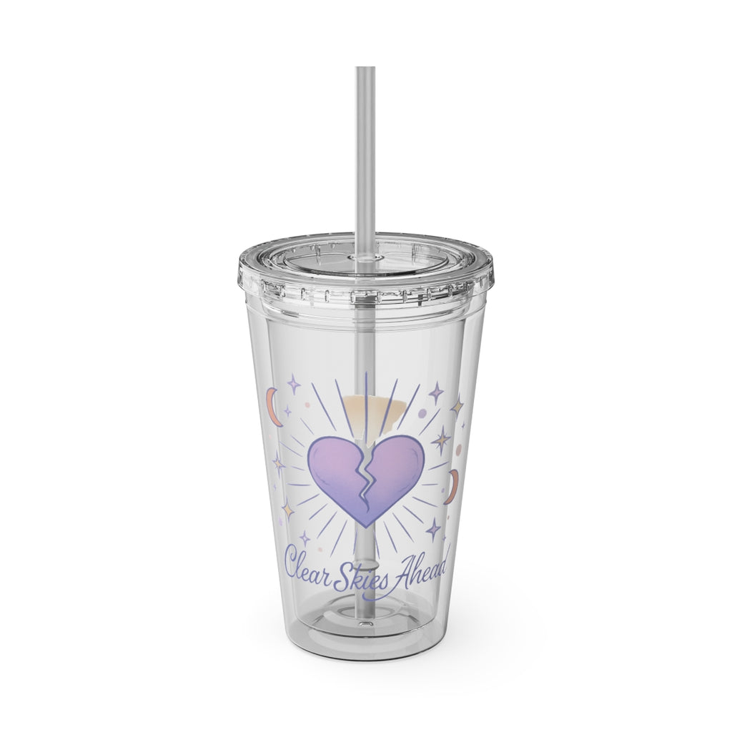 Clear Skies Ahead Heart Design Tumbler Cup