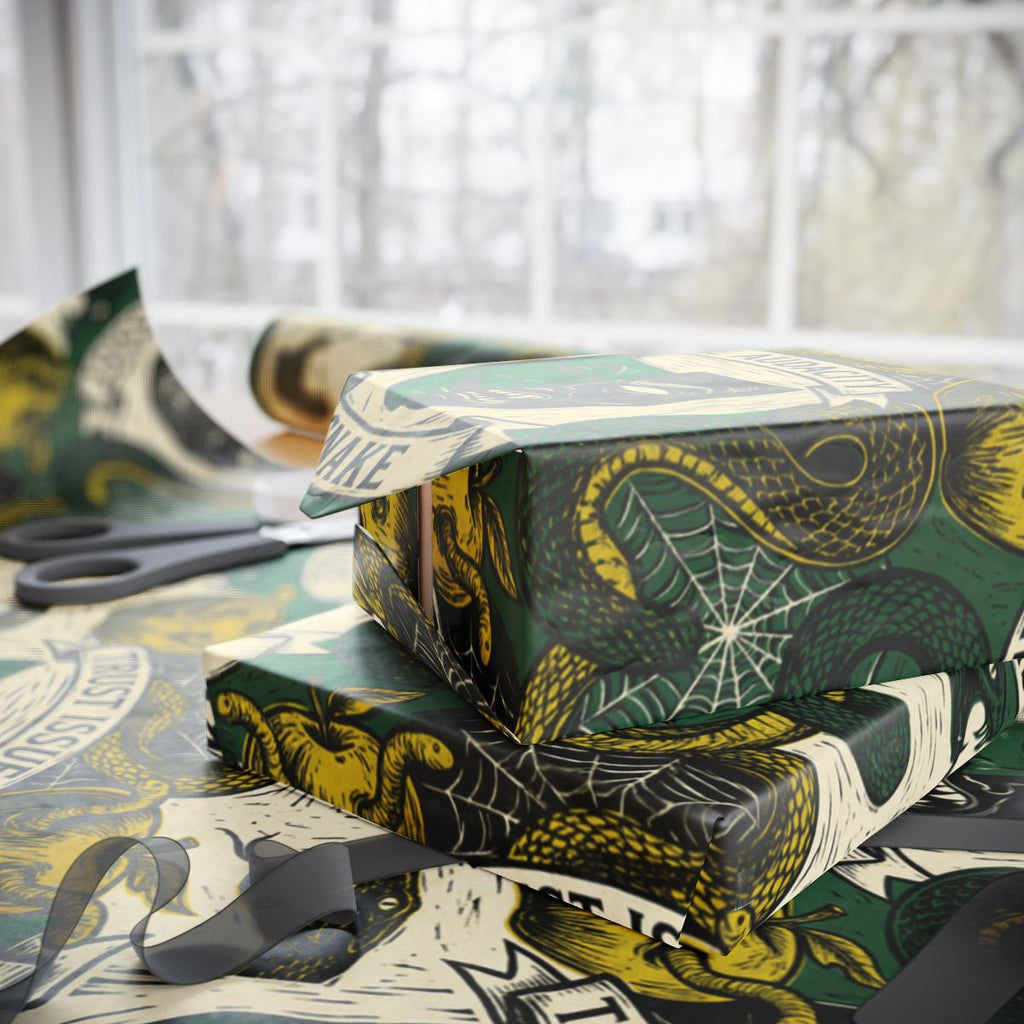 Intricate Snake and Web Themed Wrapping Paper Rolls