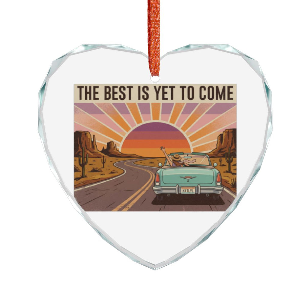 The Best Is Yet To Come Car Sunset Heart Ornament