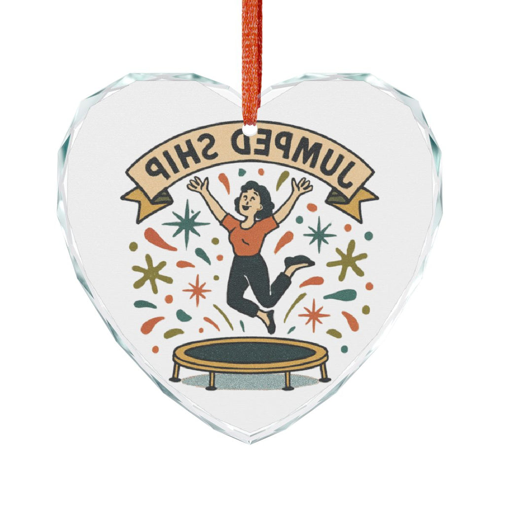 Jumping Celebration Design on Heart Ornament