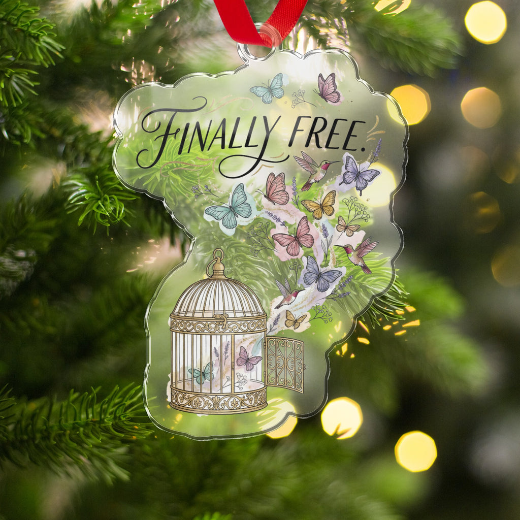 Finally Free Butterfly Design Christmas Ornament