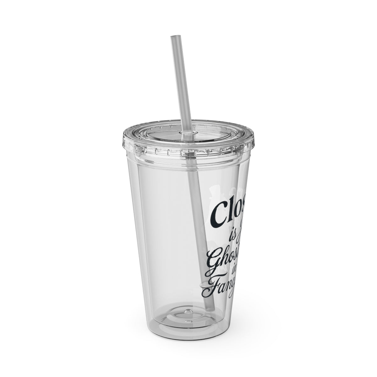 Classic Ghost Theme Clear Acrylic Tumbler with Straw