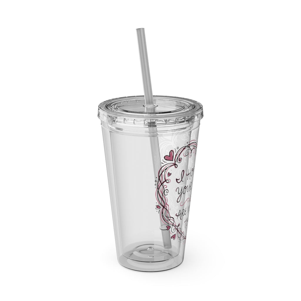 Heartwarming Message Clear Tumbler with Straw