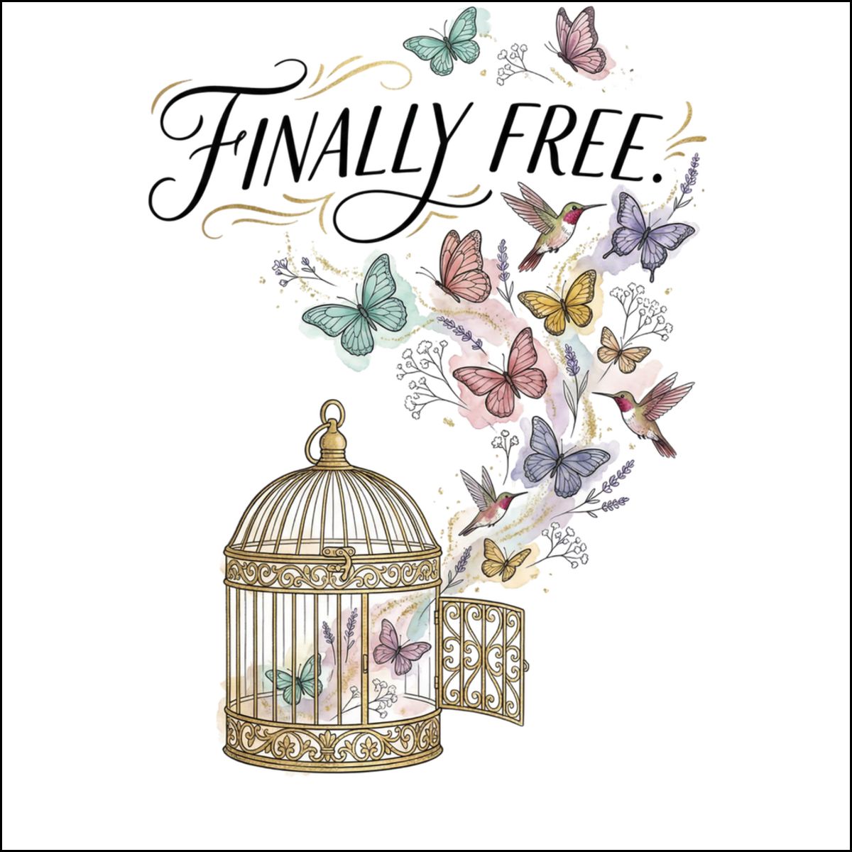 Finally Free Butterfly and Hummingbird Art Print