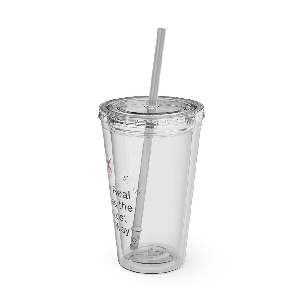 Sparkling Sips Clear Straw Tumbler with Motivational Quote